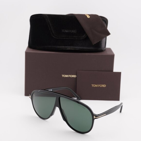 Tom Ford FT1211 01N Vladimir Aviator Sunglasses - Shiny Black/Green - Picture 1 of 10